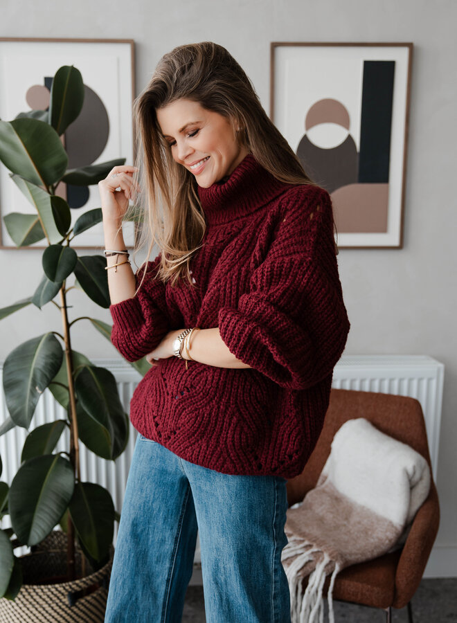 Trui turtleneck brei – Burgundy
