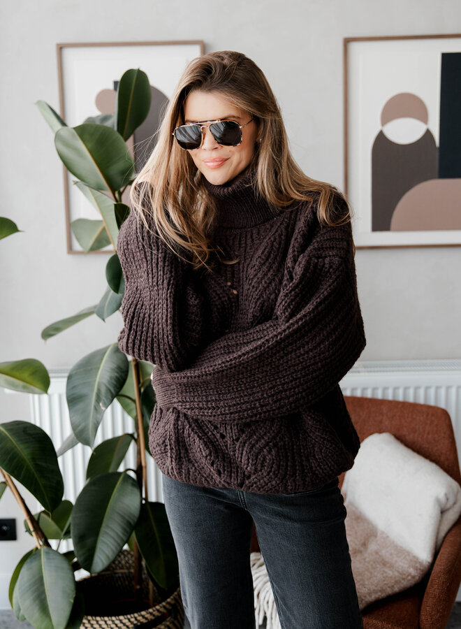 Trui turtleneck brei – Brown