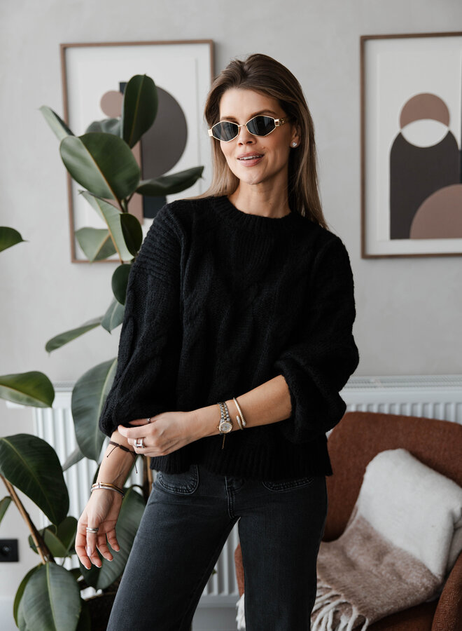 Knitwear round neck gebreid – Black