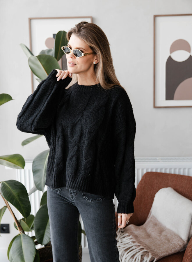 Knitwear round neck gebreid – Black