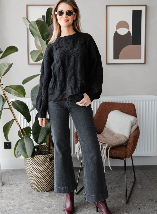 Knitwear round neck gebreid – Black