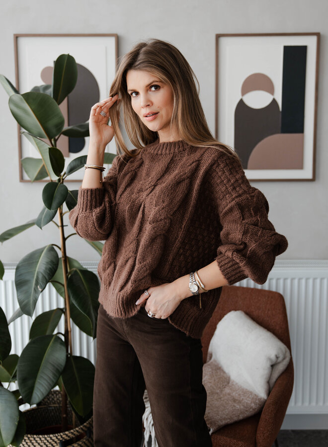 Knitwear round neck gebreid – Brown