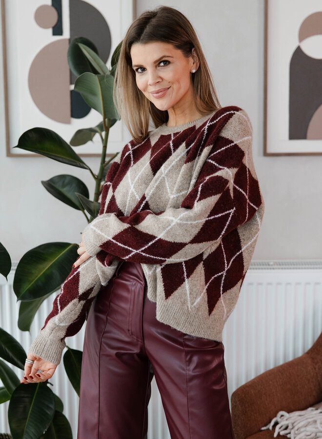 Trui ruit – Burgundy