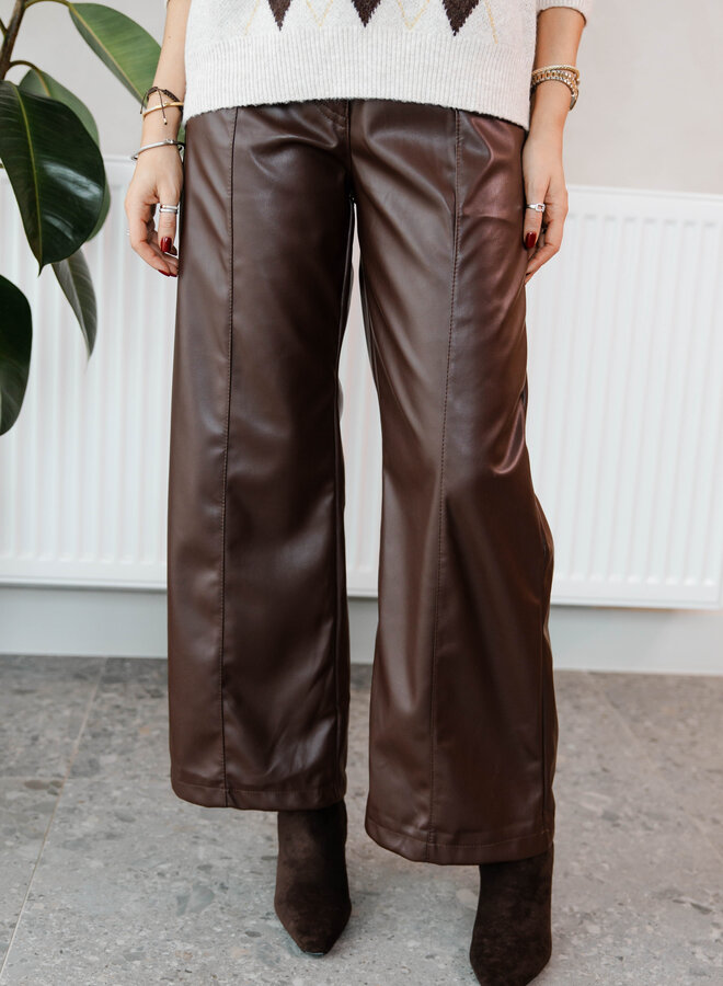 Broek large in simili – Brown