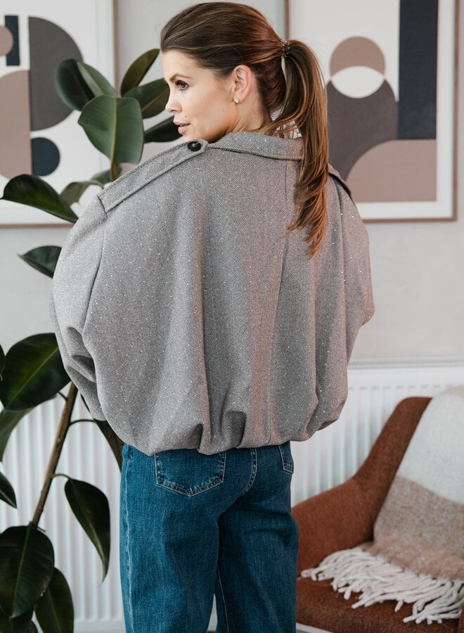 Bomberjacket strass – Taupe