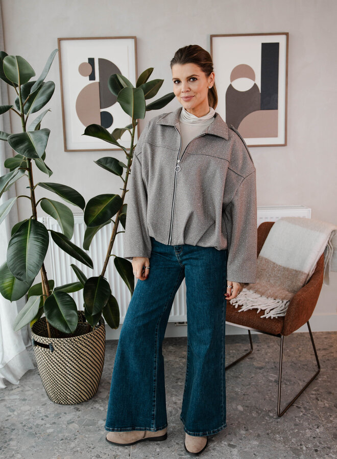 Bomberjacket strass – Taupe