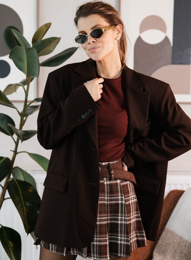 Blazer met open rug split – Coffee