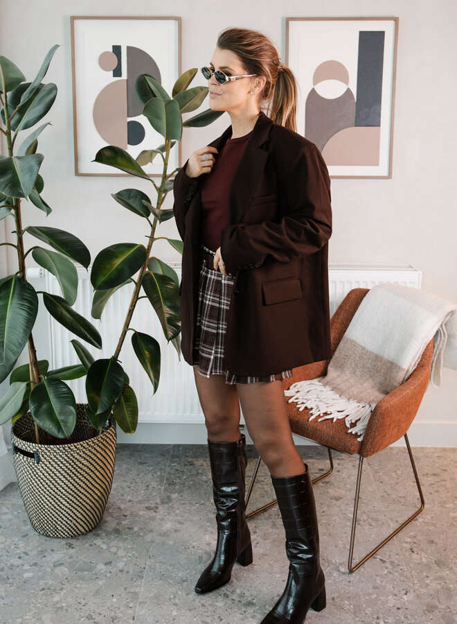 Blazer met open rug split – Coffee