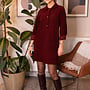 Jurk velours met zakjes – Bordeaux