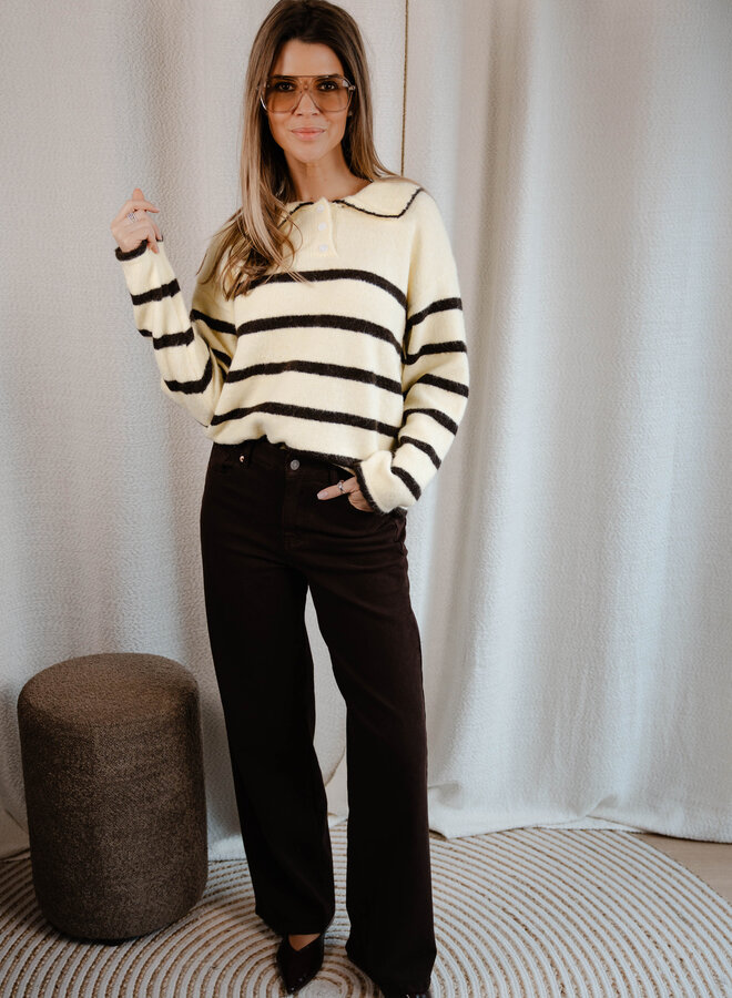 Alix knitwear kraag met strepen – Yellow