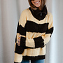 Mathilde Knitwear brede strepen zipper – Coffee/Yellow
