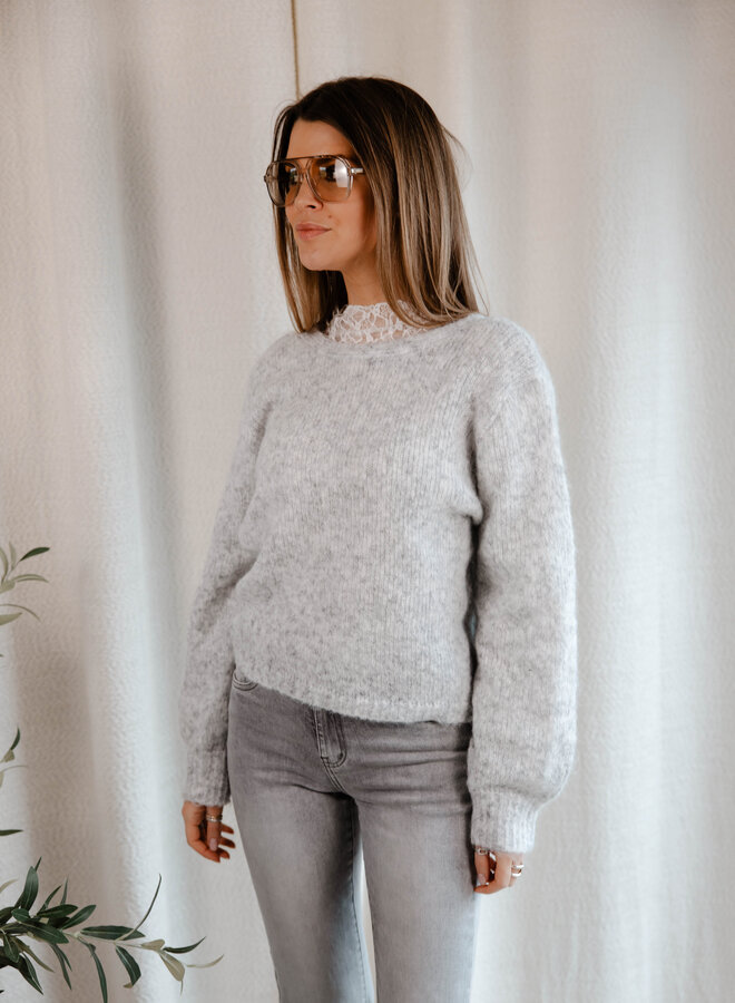 Delphine knit met knoop rug – Grey