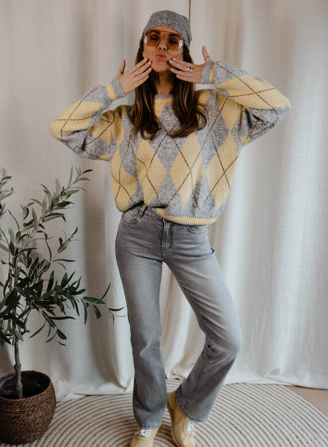 Henriette trui ruitjes – Yellow