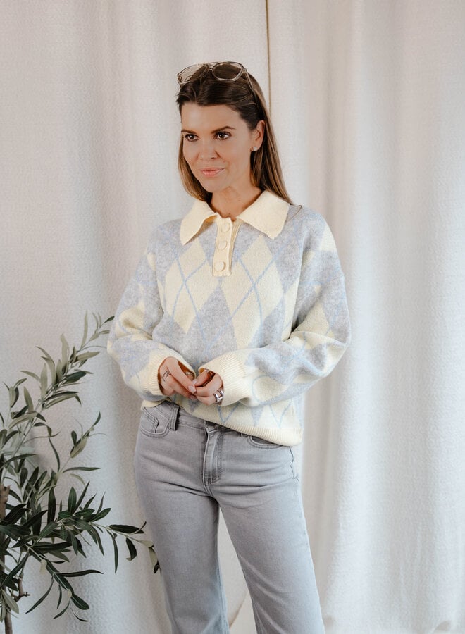 Lou trui polo ruit – Yellow