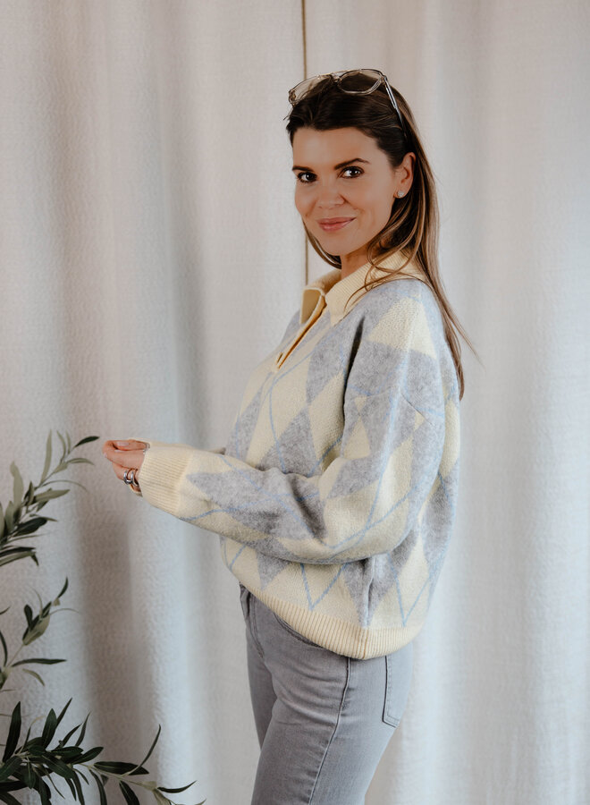 Lou trui polo ruit – Yellow