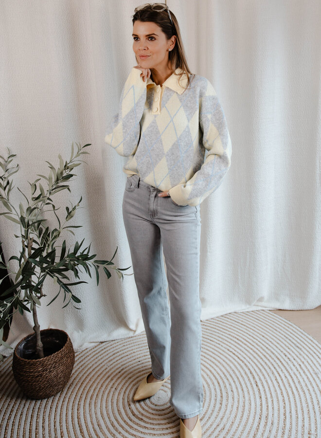 Lou trui polo ruit – Yellow