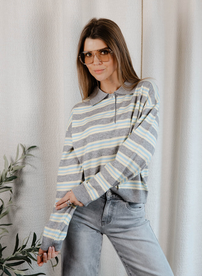 Pauline Polotruitje streepjes – Grey