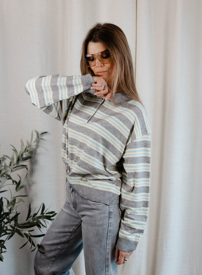 Pauline Polotruitje streepjes – Grey