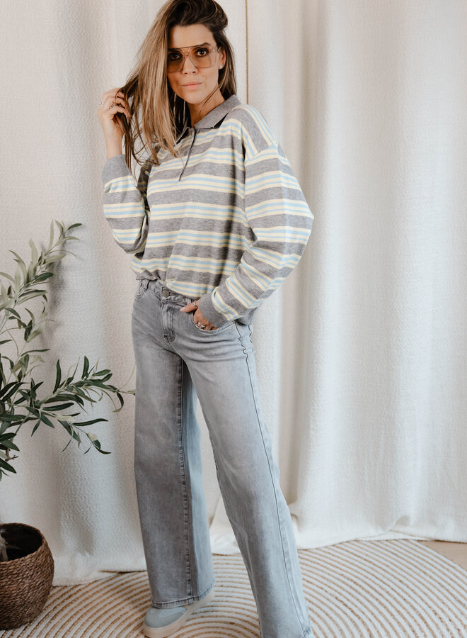 Pauline Polotruitje streepjes – Grey