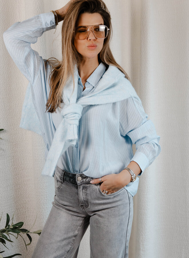Romy hemd strepen – Lightblue