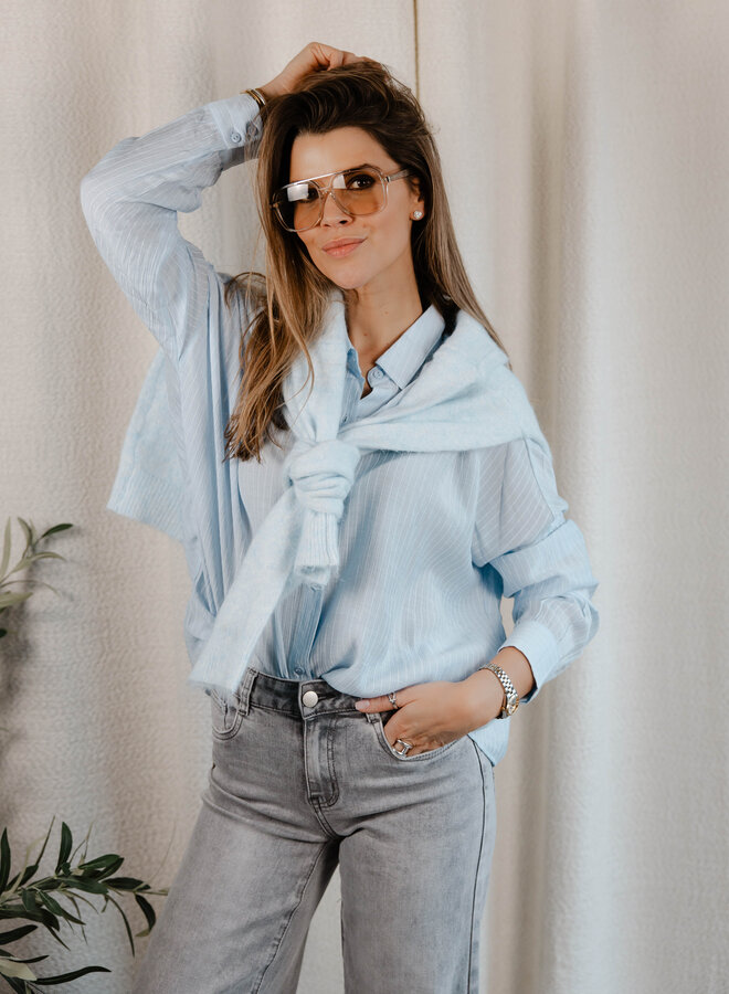 Romy hemd strepen – Lightblue