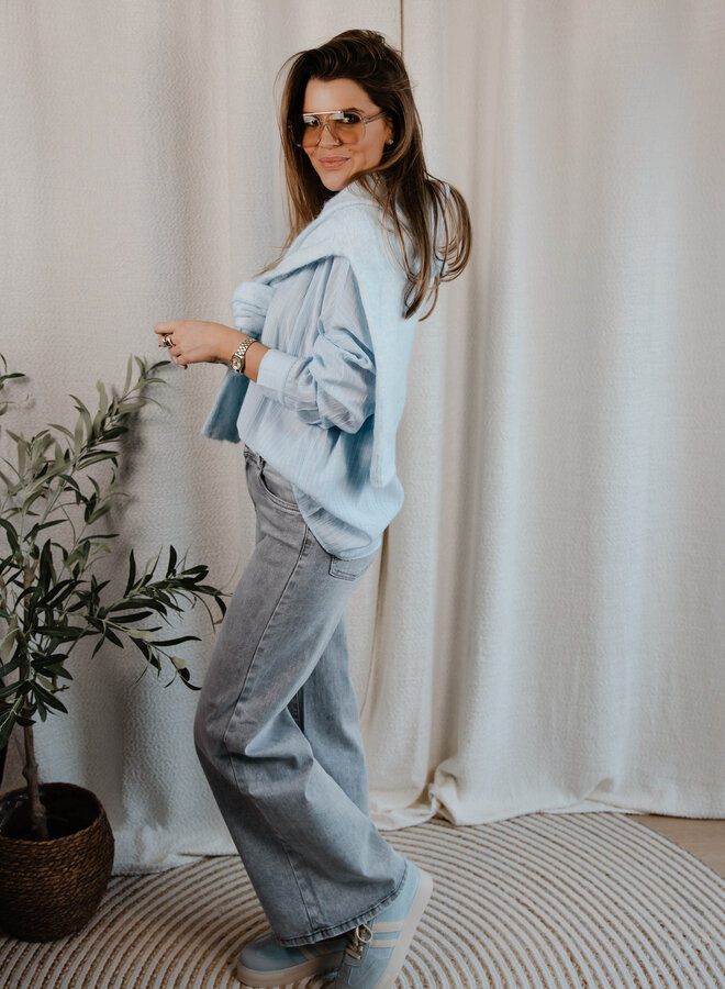 Romy hemd strepen – Lightblue