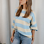 Noelle trui strepen weide mouw – Lightblue/Yellow