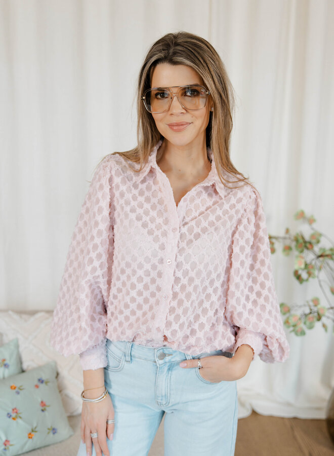 Ariella Blouse met poufmouw – Pink