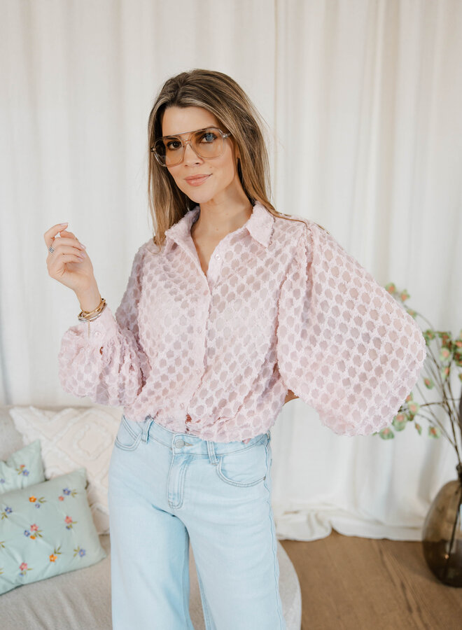Ariella Blouse met poufmouw – Pink