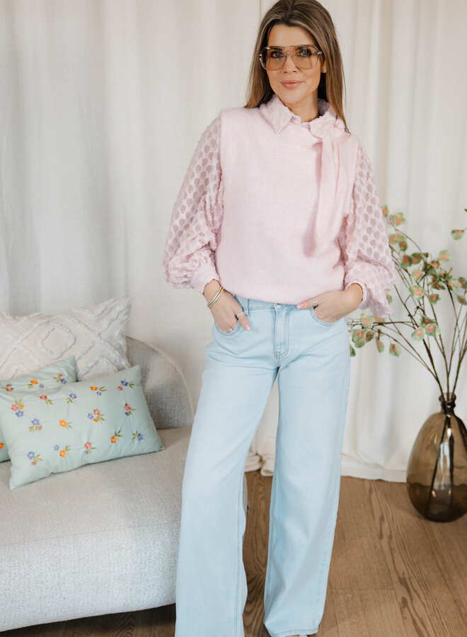 Ariella Blouse met poufmouw – Pink