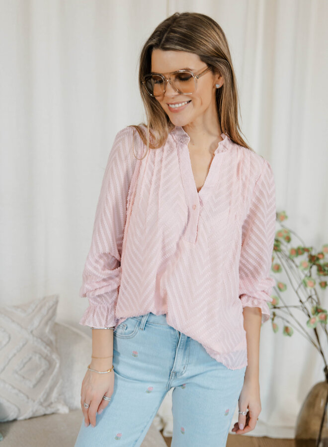 Zizi blouse met zigzag print – Pink