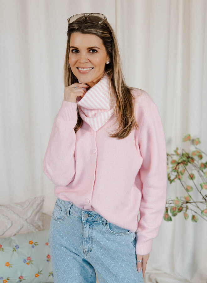 Elina cardigan met sjaaltje strepen –