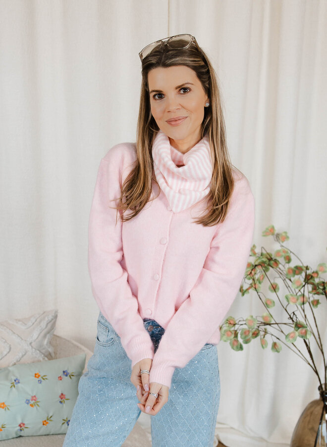 Elina cardigan met sjaaltje strepen –