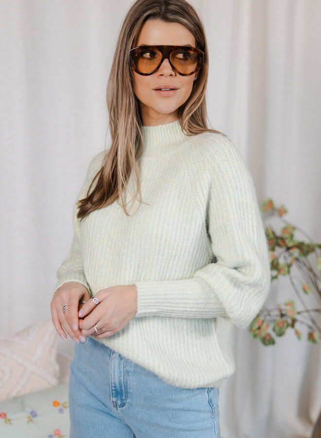 Fleur knitwear rechtopstaande kraag – Green