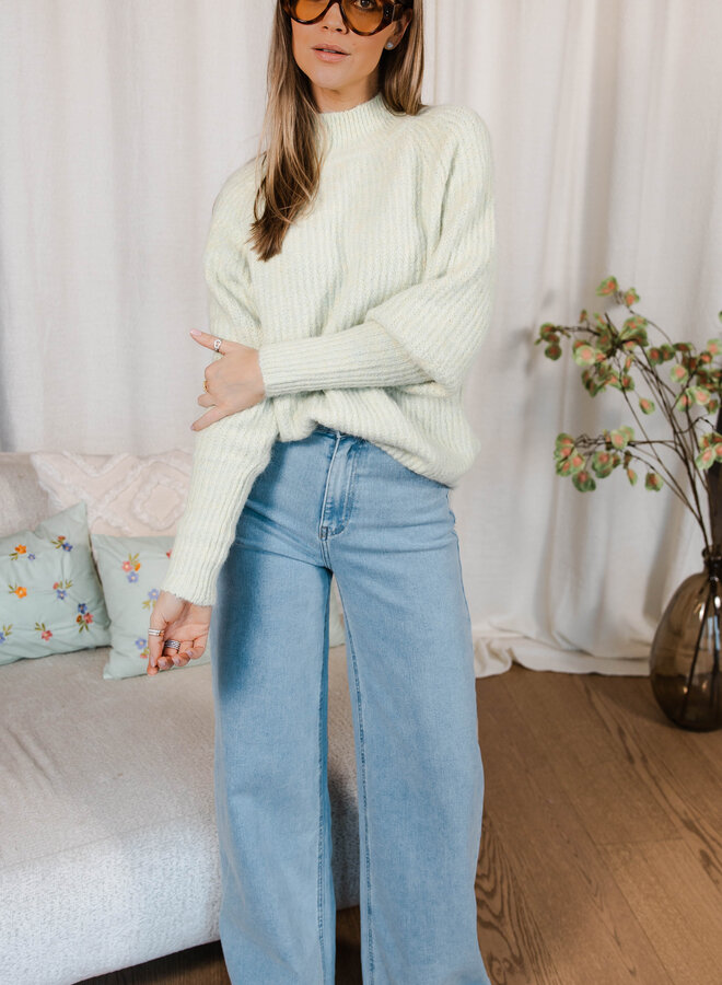 Fleur knitwear rechtopstaande kraag – Green