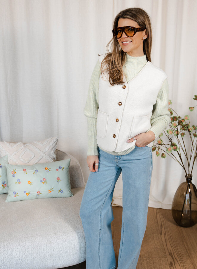 Fleur knitwear rechtopstaande kraag – Green