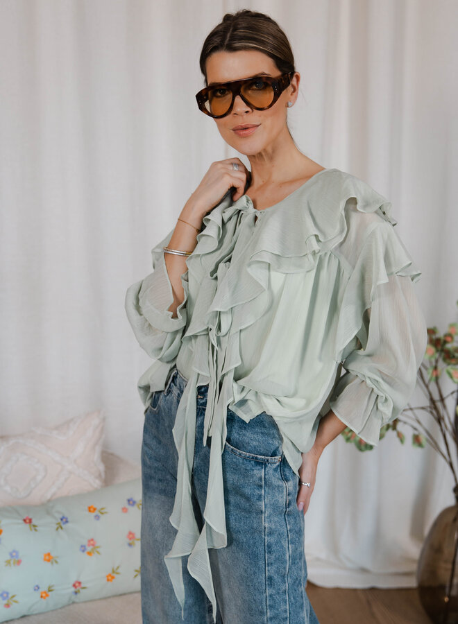 Bénédicte blouse ruffle – green