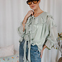 Bénédicte blouse ruffle – green