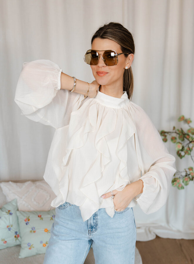 Inès blouse ruffle – Beige