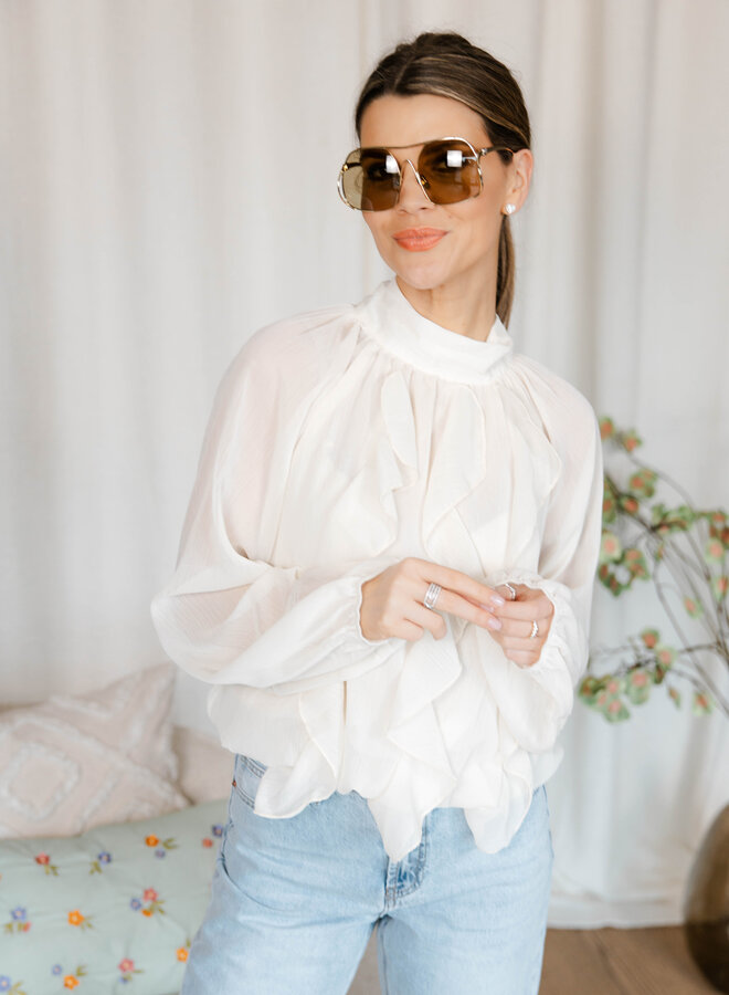 Inès blouse ruffle – Beige