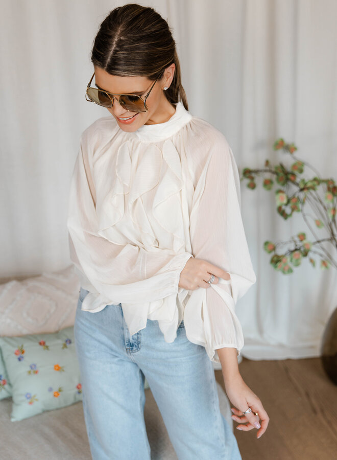 Inès blouse ruffle – Beige