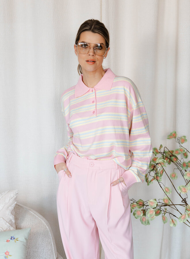 Pauline Polotruitje streepjes – pink