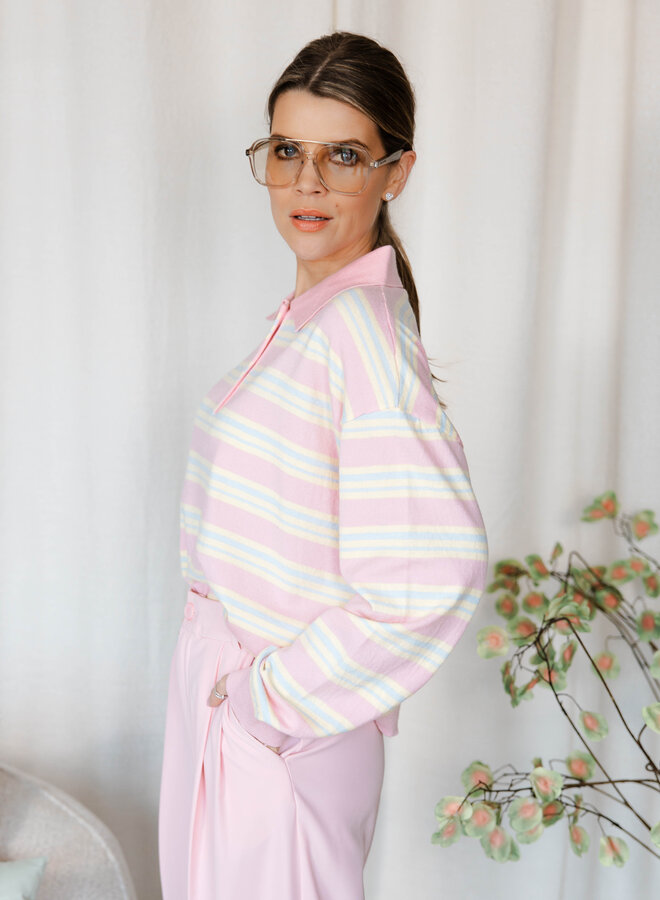 Pauline Polotruitje streepjes – pink