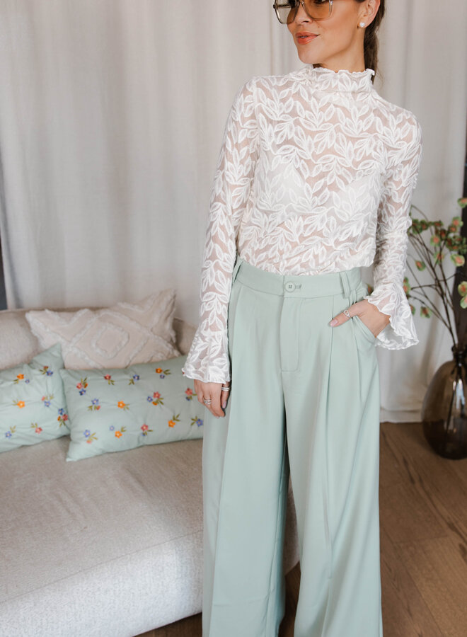 Ally Blouse kant wijde mouw – Creme