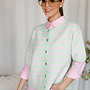 Estella cardigan kort mouwtje strepen – Green