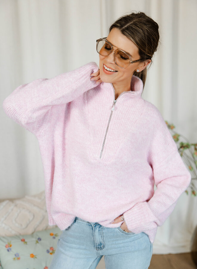Félice zipper knitwear – Pink