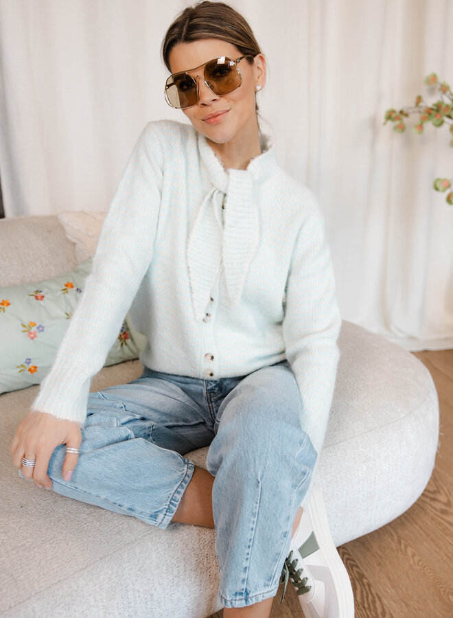 Babetti cardigan met sjaaltje – Lightblue