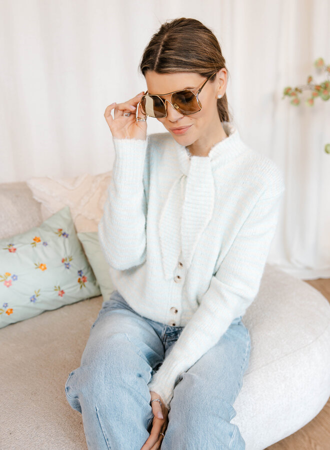 Babetti cardigan met sjaaltje – Lightblue