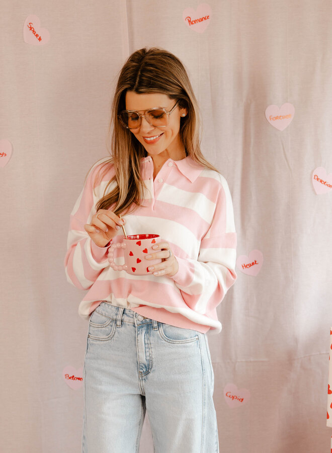 Levara polo strepen – Pink