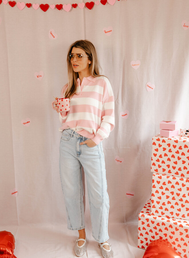 Levara polo strepen – Pink